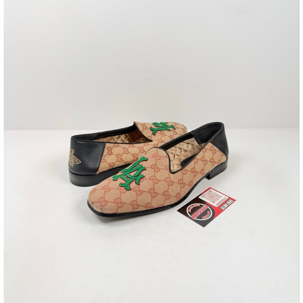 Size 8US - Gucci Monogram Canvas Loafers